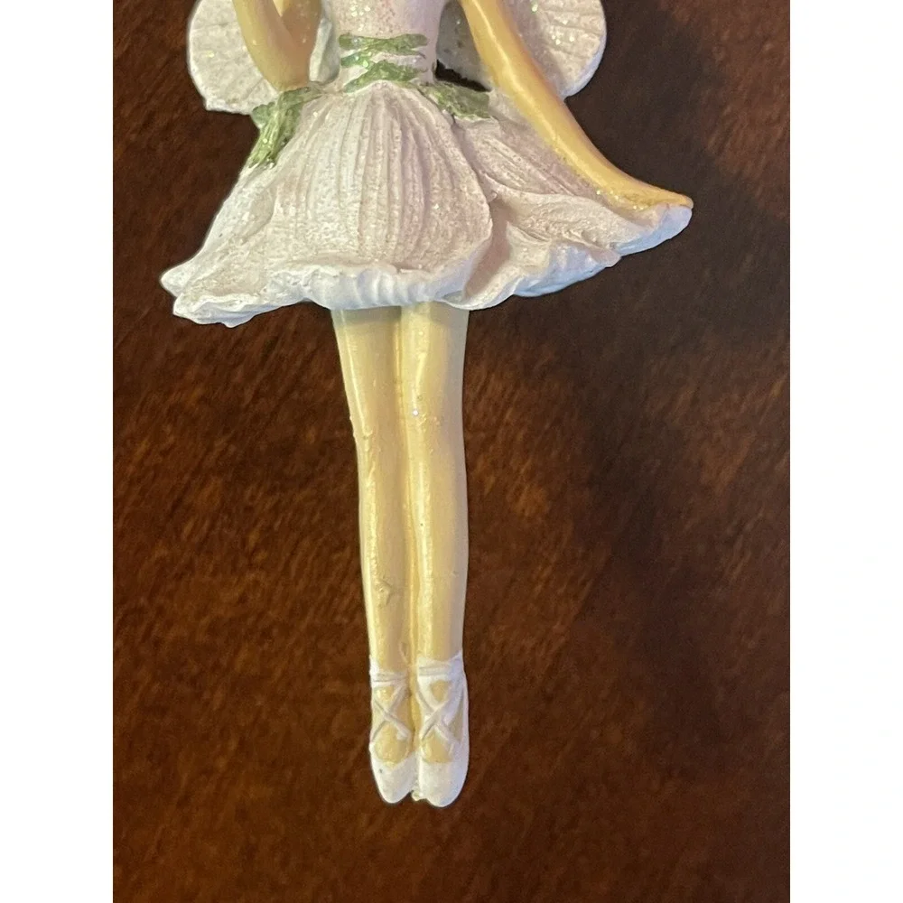 FAIRY BALLERINA w/ WINGS  A D A Rose Christmas ORNAMENT Silver Tree Holiday 4.5